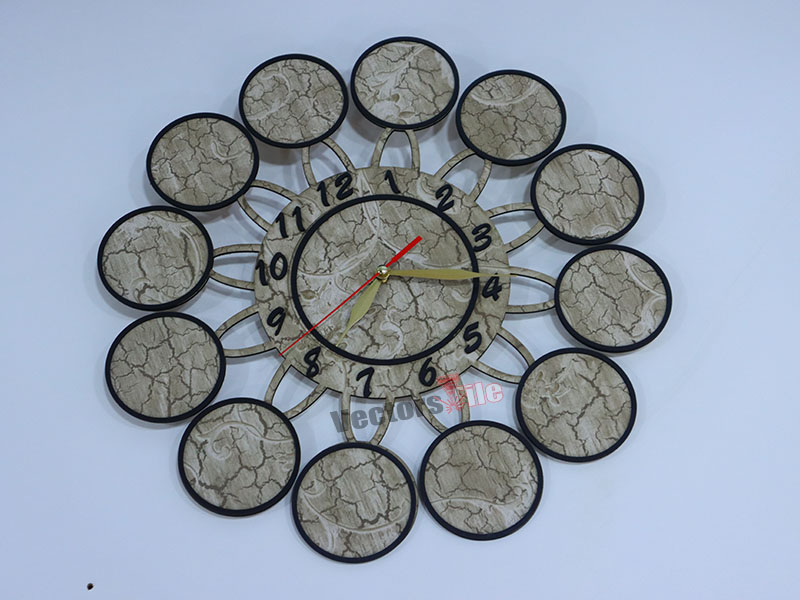 Laser Cut Wooden Wall Clock with Photo Frame Design