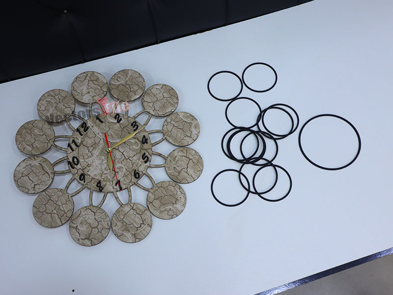 Laser Cut Wooden Wall Clock with Photo Frame Design