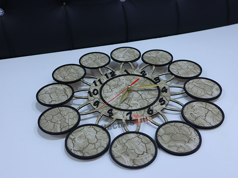 Laser Cut Wooden Wall Clock with Photo Frame Design
