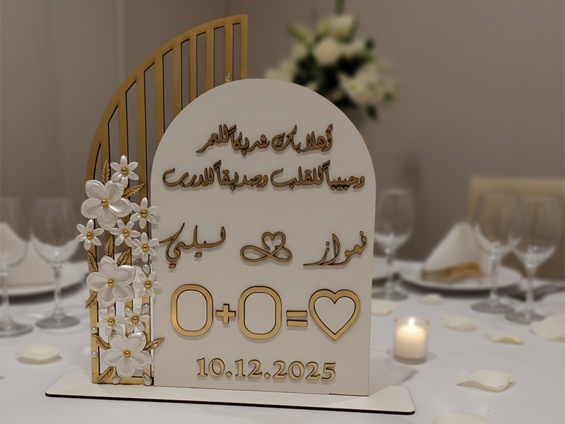 Laser Cut Personalized Wedding Fingerprint Sign Acrylic Nikah Thumb Board with Stand