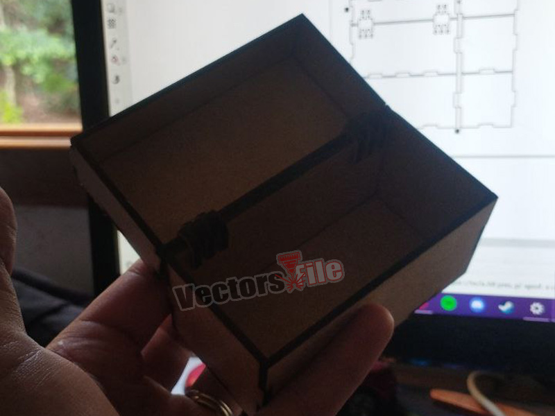 Laser Cut Wooden Box with Folding Lid Pattern Design