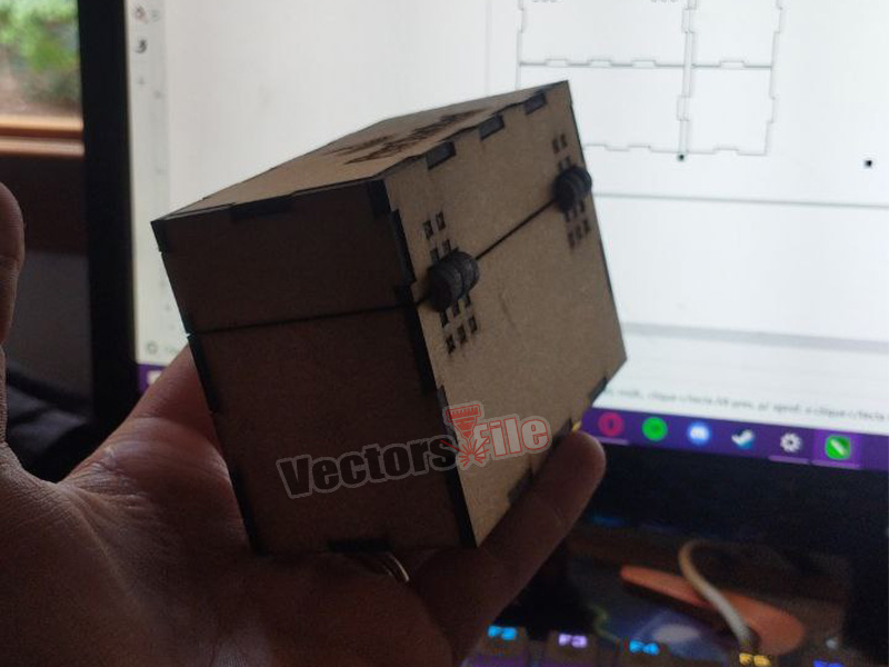 Laser Cut Wooden Box with Folding Lid Pattern Design