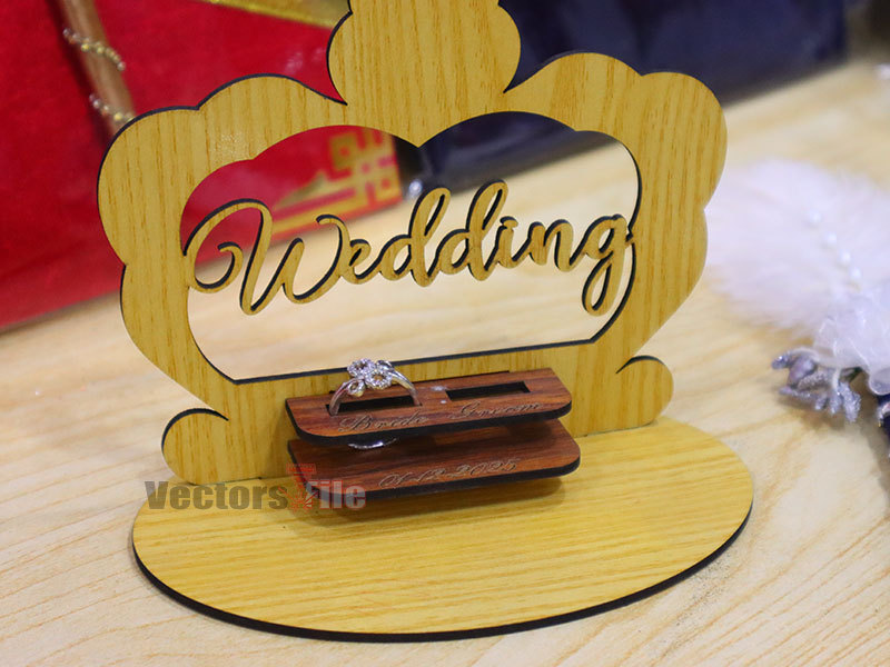 Laser Cut Personalized Wooden Wedding and Engagement Customise Ring Holder