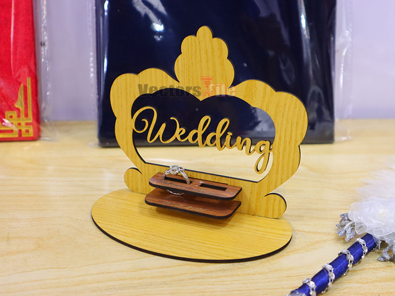Laser Cut Personalized Wooden Wedding and Engagement Customise Ring Holder