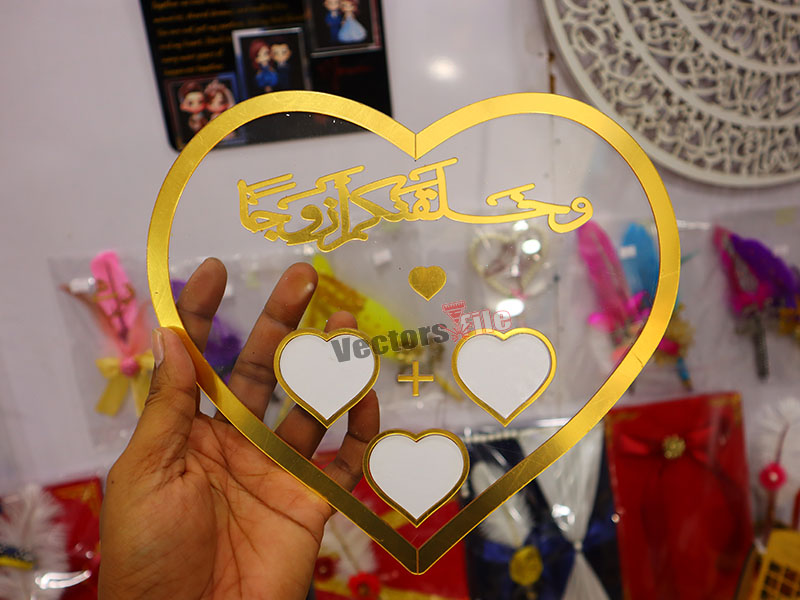 Laser Cut Heart Acrylic Nikah Thumb Impression Board