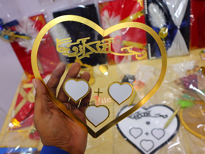 Laser Cut Heart Acrylic Nikah Thumb Impression Board