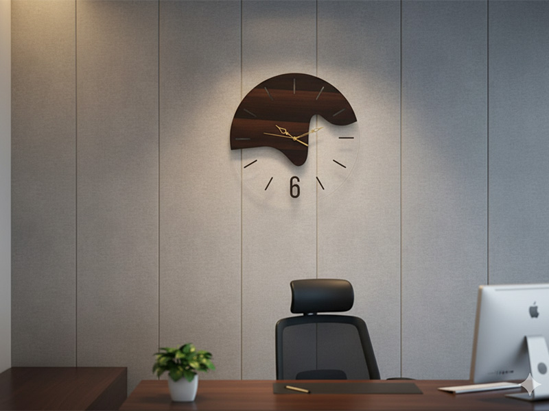 Laser Cut Unique and Modern Acrylic with Wooden Wall Clock Design