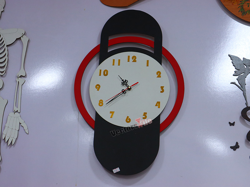 Laser Cut Modern Wall Clock with Ring Pattern Design