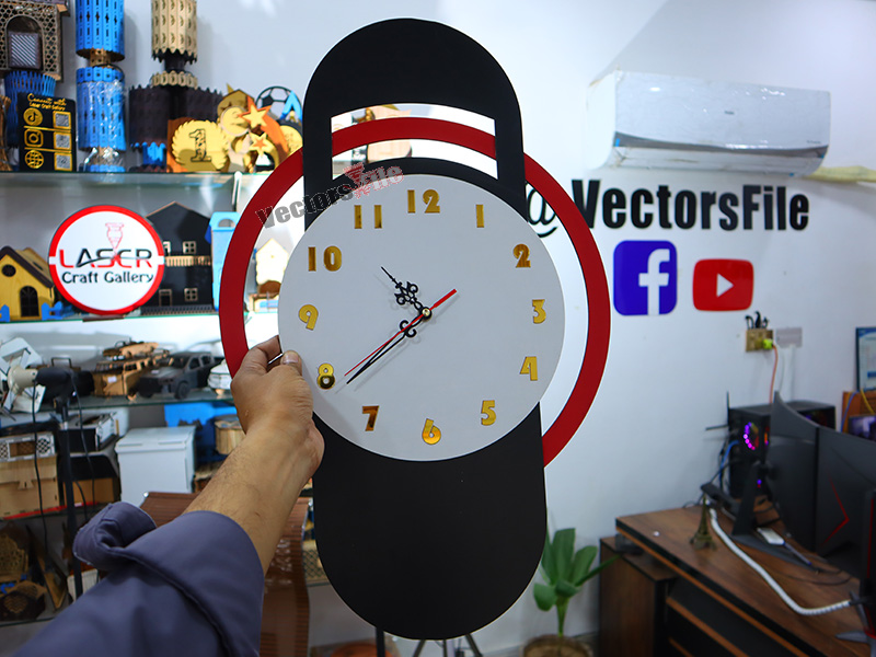 Laser Cut Modern Wall Clock with Ring Pattern Design