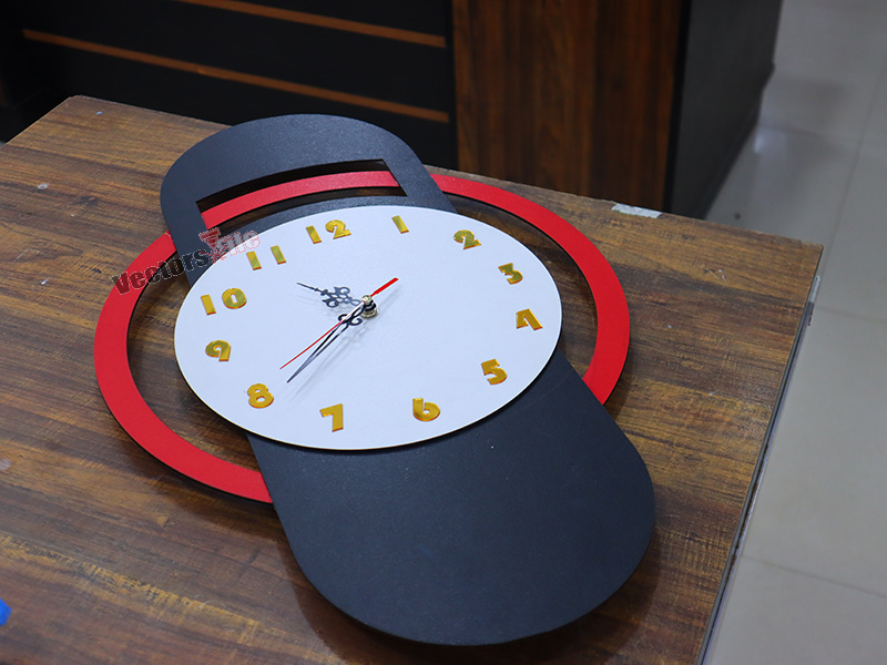 Laser Cut Modern Wall Clock with Ring Pattern Design