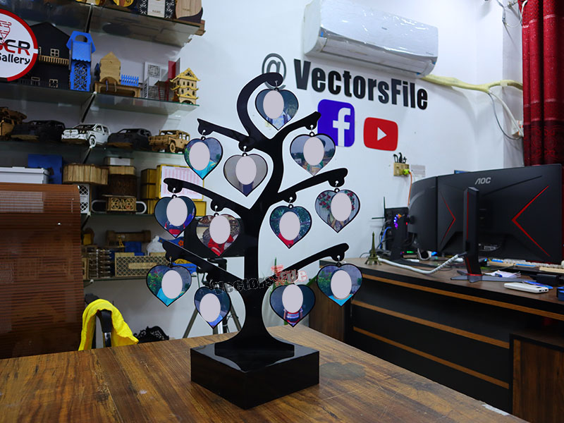 Laser Cut Tree Shape Acrylic Photo Frame with Stand Design