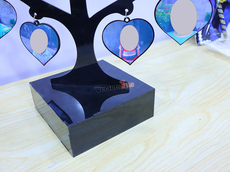 Laser Cut Tree Shape Acrylic Photo Frame with Stand Design