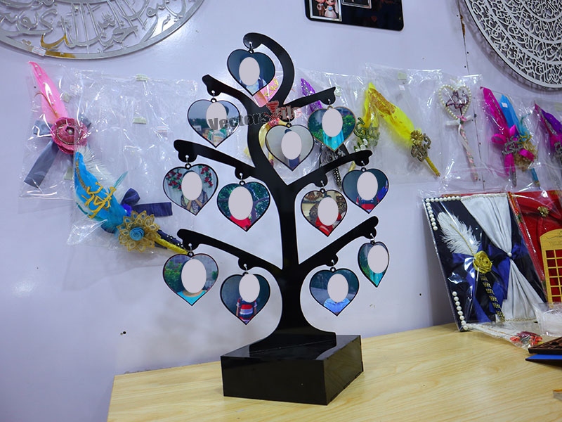 Laser Cut Tree Shape Acrylic Photo Frame with Stand Design