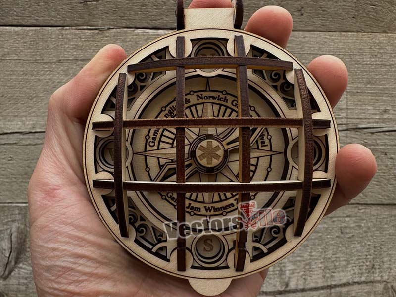 Laser Cut Santa’s Compass 3D Puzzle Christmas Ornament Design