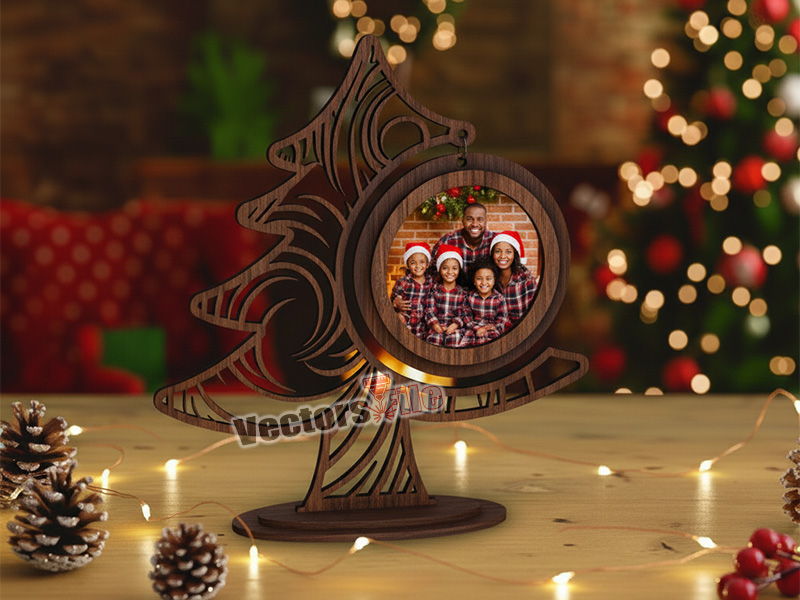 Laser Cut Christmas Decoration Tree Photo Frame Stand