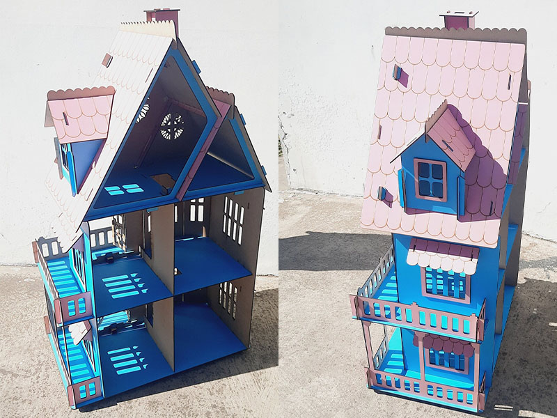 Laser Cut 3D Wooden Puzzle Dollhouse Toy Model Building Design