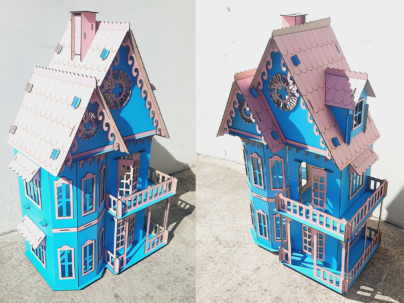 Laser Cut 3D Wooden Puzzle Dollhouse Toy Model Building Design