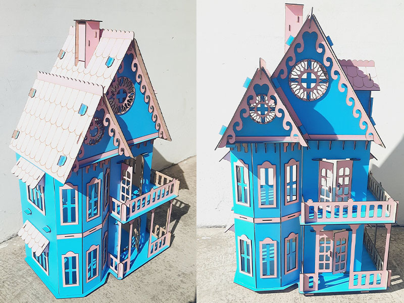 Laser Cut 3D Wooden Puzzle Dollhouse Toy Model Building Design