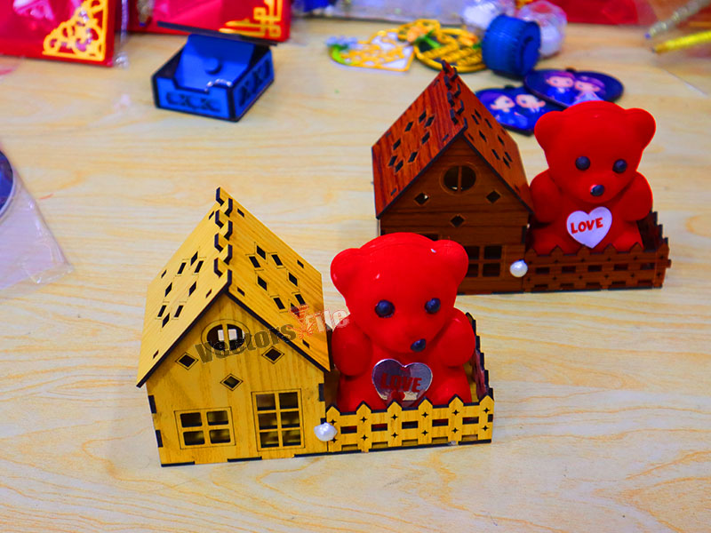 Laser Cut Teddy Bear with House Gift Idea Template