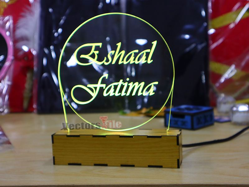 Laser Cut Personalized 3D Illusion Lamp with Base Design
