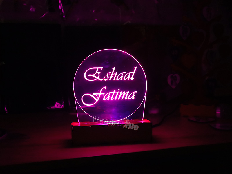 Laser Cut Personalized 3D Illusion Lamp with Base Design