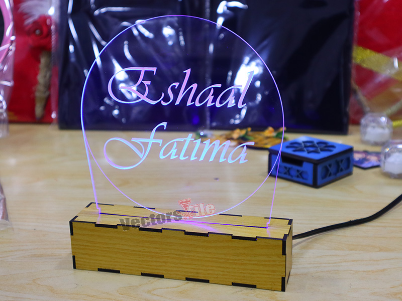 Laser Cut Personalized 3D Illusion Lamp with Base Design