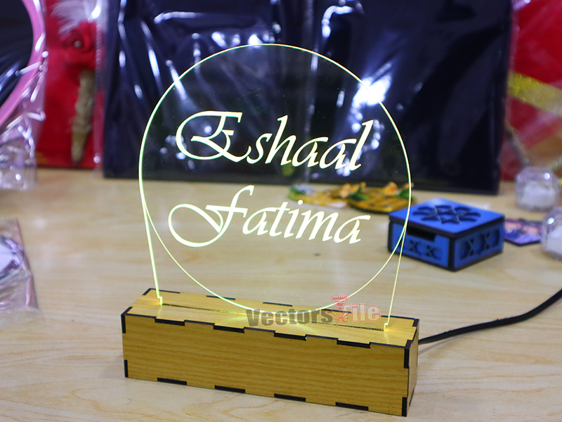 Laser Cut Personalized 3D Illusion Lamp with Base Design