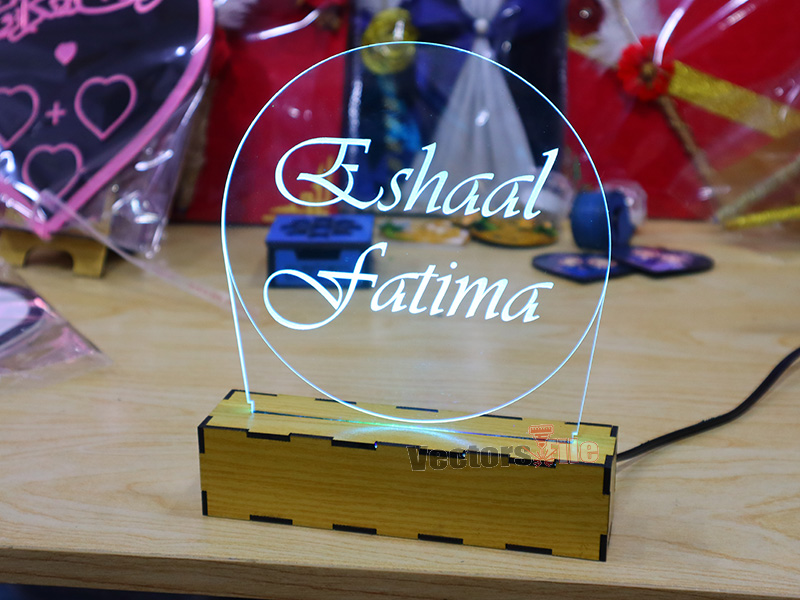 Laser Cut Personalized 3D Illusion Lamp with Base Design