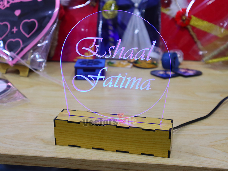 Laser Cut Personalized 3D Illusion Lamp with Base Design