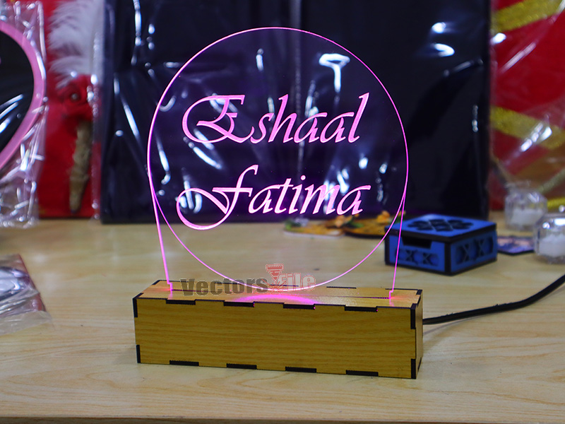 Laser Cut Personalized 3D Illusion Lamp with Base Design