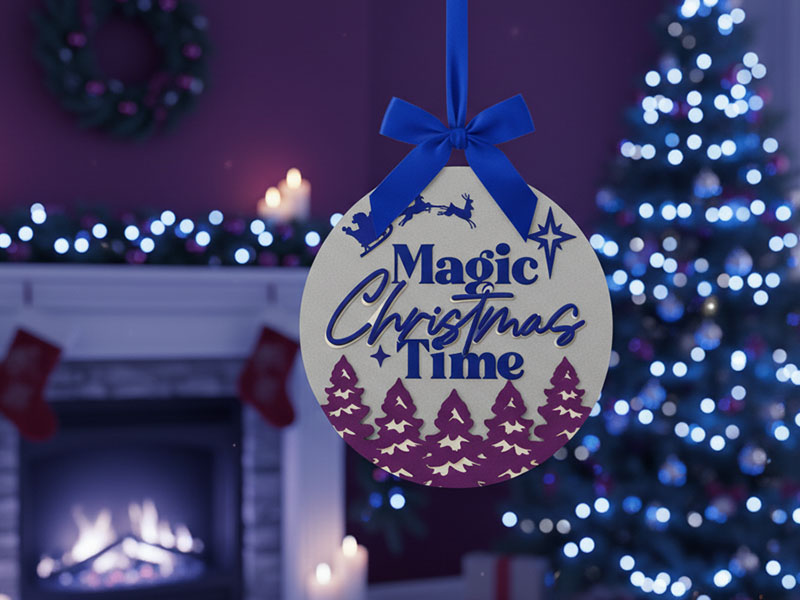 Laser Cut Magic Christmas Time Hanging Sign for Christmas Decor Idea