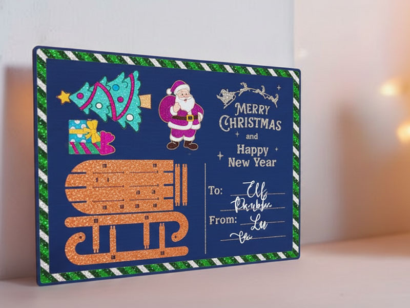 Laser Cut Christmas Invitation Wooden Card Design