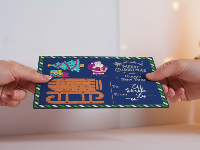 Laser Cut Christmas Invitation Wooden Card Design