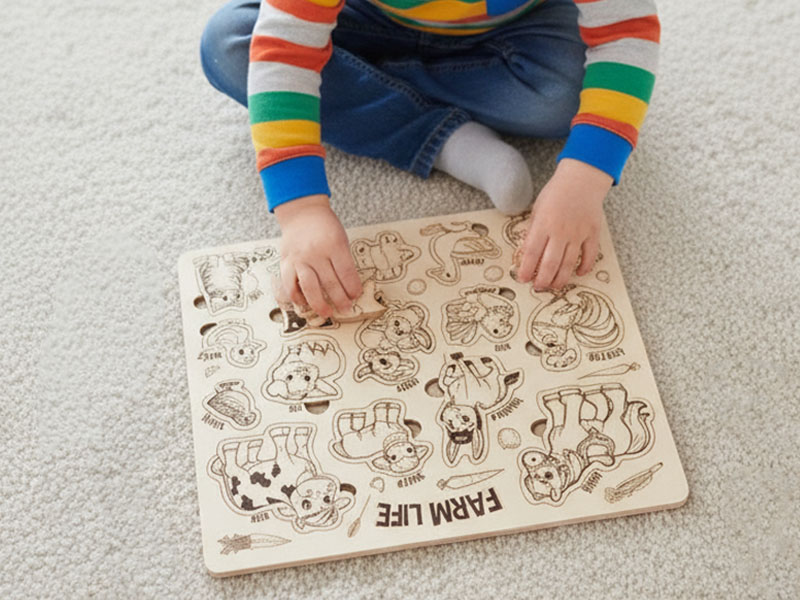Laser Cut Kids Educational Puzzle Board for Animal with Name