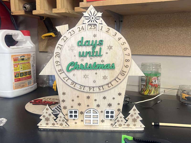 Laser Cut Wooden Christmas Decoration Countdown Calendar
