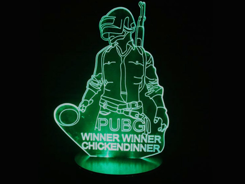 Laser Cut PUB G 3D Illusion LED Lamp for Gamers