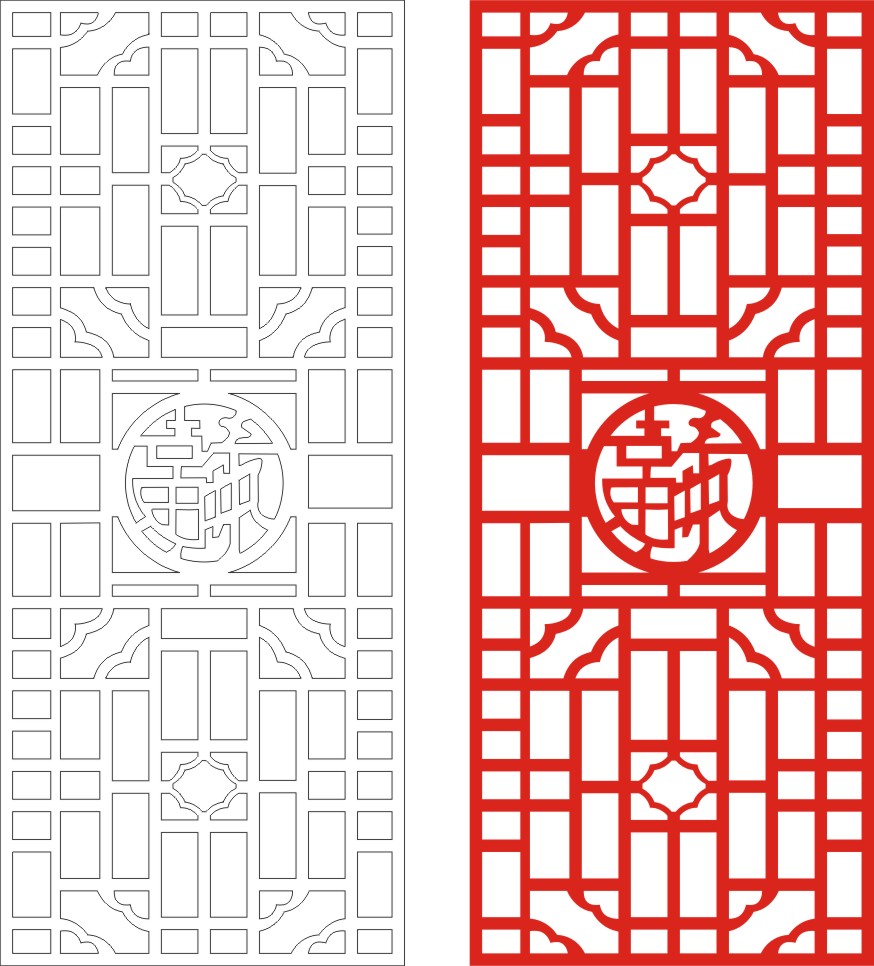 Asian Geometric Metal Door Panel Laser Cut CDR File | Vectors File