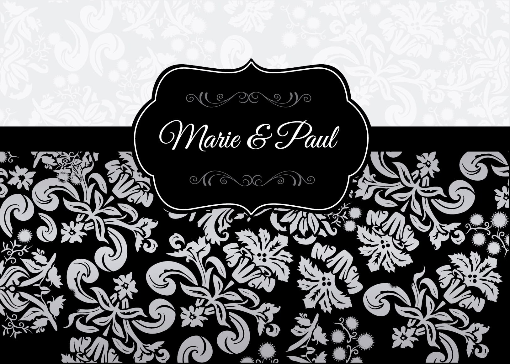 Black Floral Elegant Invitation Card Vector File