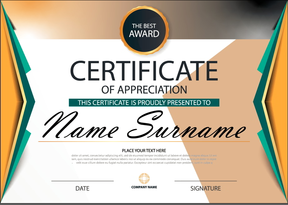 Certificate of Appreciation Design Vector File