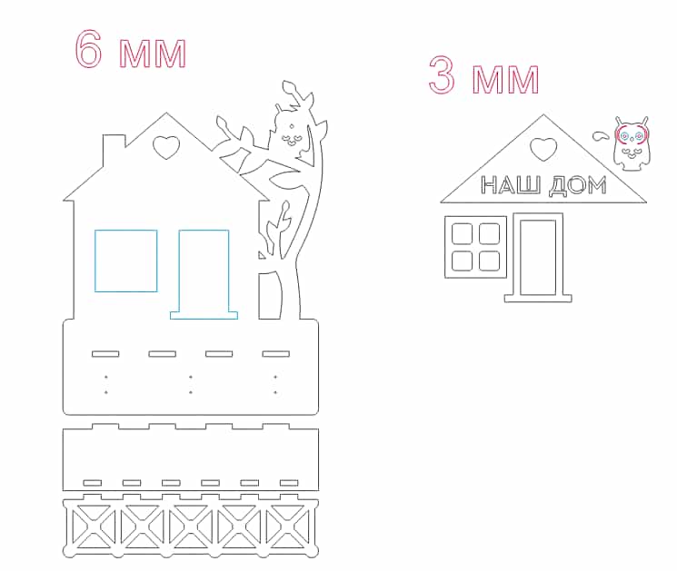 CNC Laser Cutting Key Holders Layout, Wooden Key Vector File