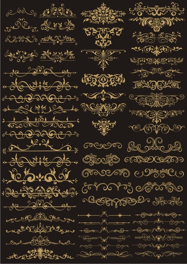 Decor Golden Border Elements Vector Set Free CDR Vectors File