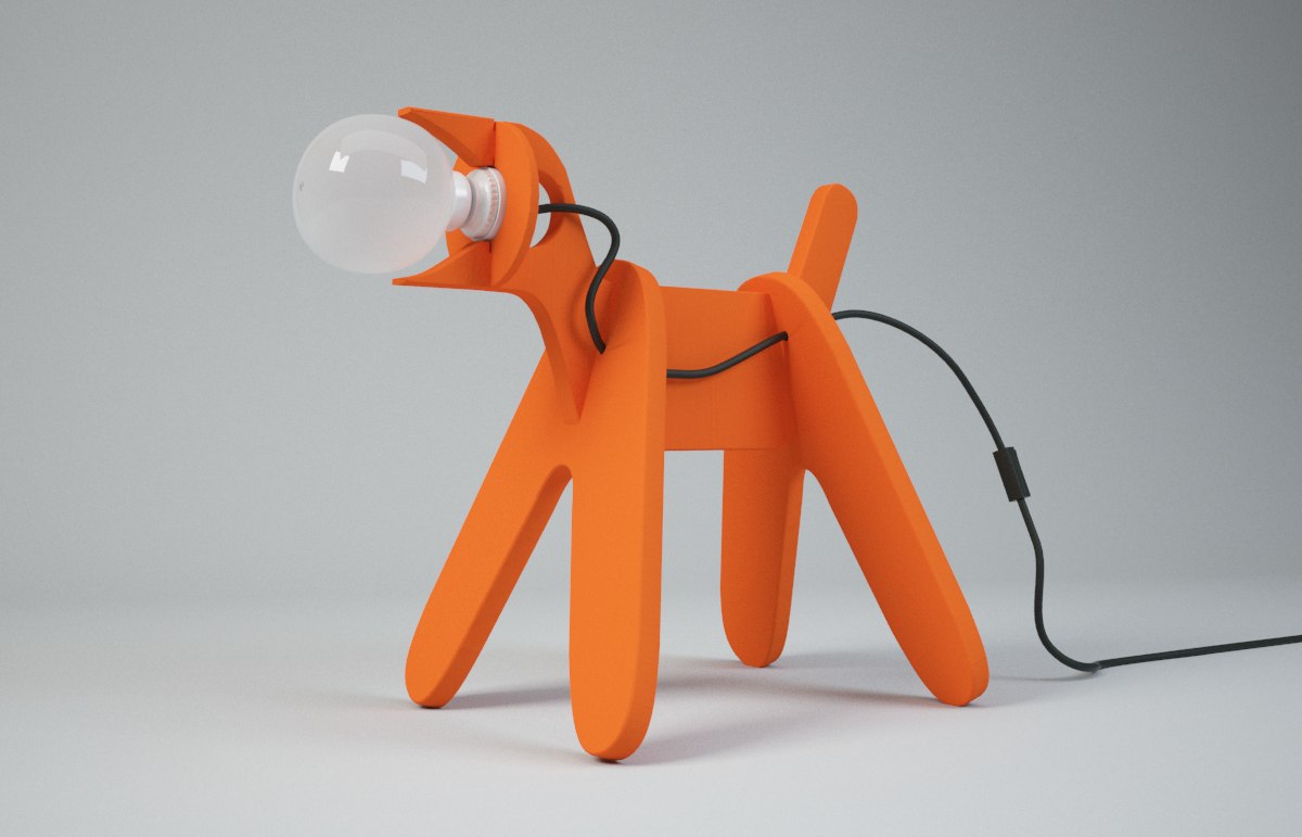 Dog Table Lamp Laser Cut Free DXF Vectors File