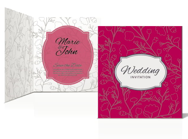 Floral Black Wedding Invitation Free Vector