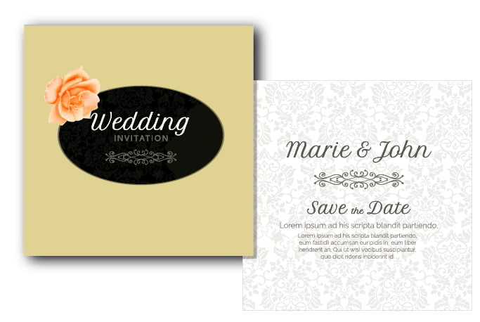 Gray Floral Wedding Invitation Free Vector