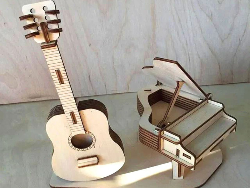 Guitar and Piano 3D Puzzle Music Ornaments Laser Cutting File