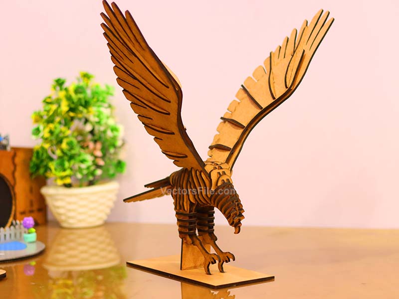 Laser Cut 3D Puzzle Eagle Toy Model with Stand Decoration