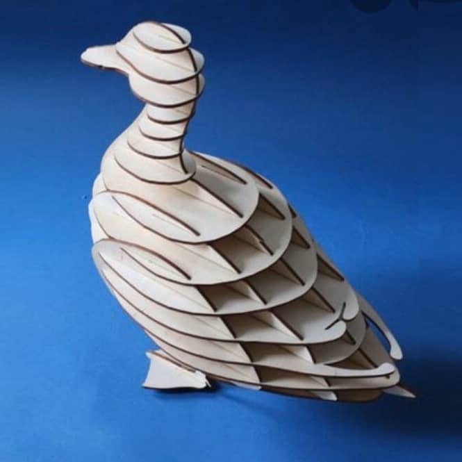 Laser Cut 3D Wooden Puzzle Duck toy Model Vector File