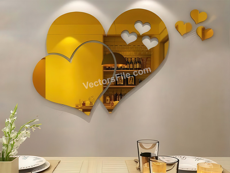Laser Cut Acrylic Heart Couple Wall Art Decor Idea