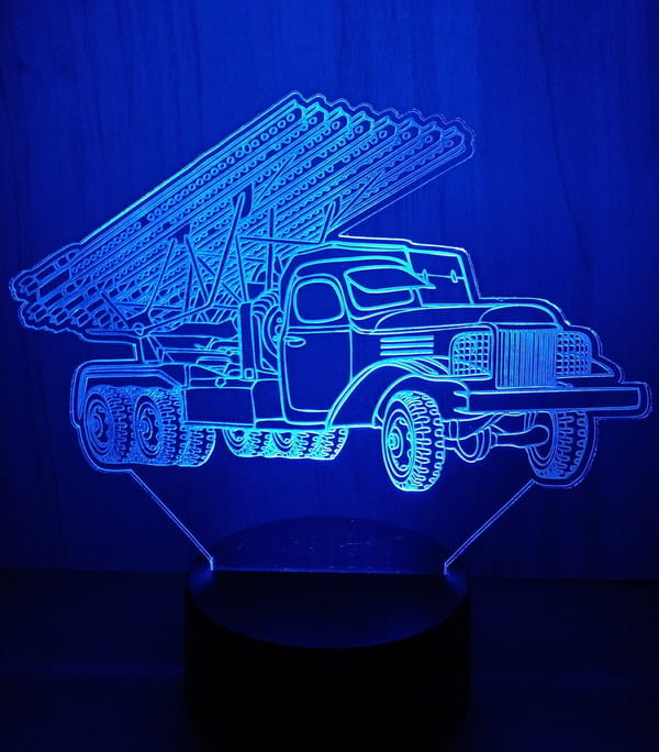 Laser Cut Acrylic LED Lamp Multi Barrel Rocket Launcher Free CDR Vectors File