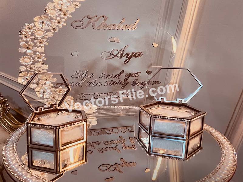 Laser Cut Acrylic Wedding Ring Box Jewelry Box Template